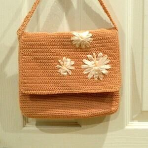 Carlo D Sant Crochet Pink Daisy Shoulder Purse Handbag